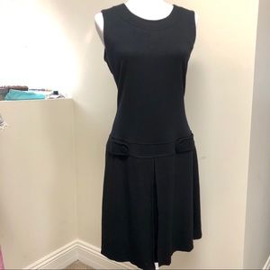 Calvin Klein 10, Black Drop Waist Kick Pleat Dress